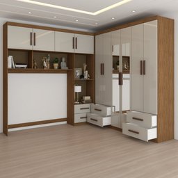 Guarda-roupa Casal Modulado com Cama Paradise 10 Portas com Espelho 6 gavetas - Panorama Móveis - 9