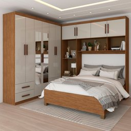 Guarda-roupa Casal Modulado com Cama Paradise 10 Portas com Espelho 6 gavetas - Panorama Móveis - 11
