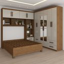 Ver imagem 5 de Guarda-roupa Casal Modulado com Cama Paradise 10 Portas com Espelho 6 gavetas - Panorama Móveis