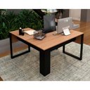 Ver imagem 2 de Mesa Multiuso Escritório Canto Me4181 Amêndoa/preto - Tecno Mobili