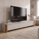 Ver imagem 1 de Rack 220cm para TV até 84 Polegadas 3 Gavetas Pés em Madeira Maciça Monaco
