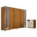 Ver imagem 1 de Guarda Roupa Casal Ares 6 Portas com Espelho Cinamomo com Cômoda Diamante 4 Gavetas 1 Porta Cinamomo