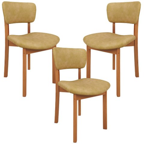 Kit 03 Cadeiras para Sala de Jantar Cozinha Living Estofada Dara L02 Couríssimo Fendi - Lyam Decor