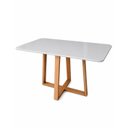 Ver imagem 2 de Mesa de Jantar Retangular 120x80cm 6 Lugares MDF Tampo Vidro Cozinha Sala Apartamento Pequena