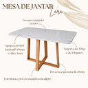 Ver imagem 3 de Mesa de Jantar Retangular 120x80cm 6 Lugares MDF Tampo Vidro Cozinha Sala Apartamento Pequena