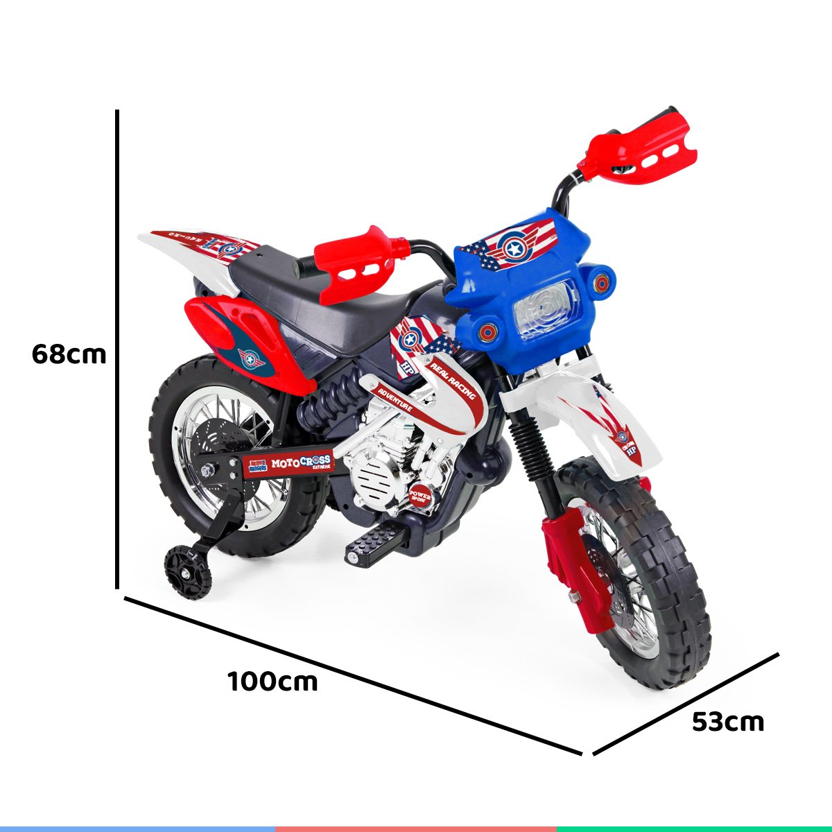 Moto Elétrica Infantil Criança +3 Anos Motocross 6V 2-3 Km/h Até 25kg Com  Som Azul Importway - Baby&Kids