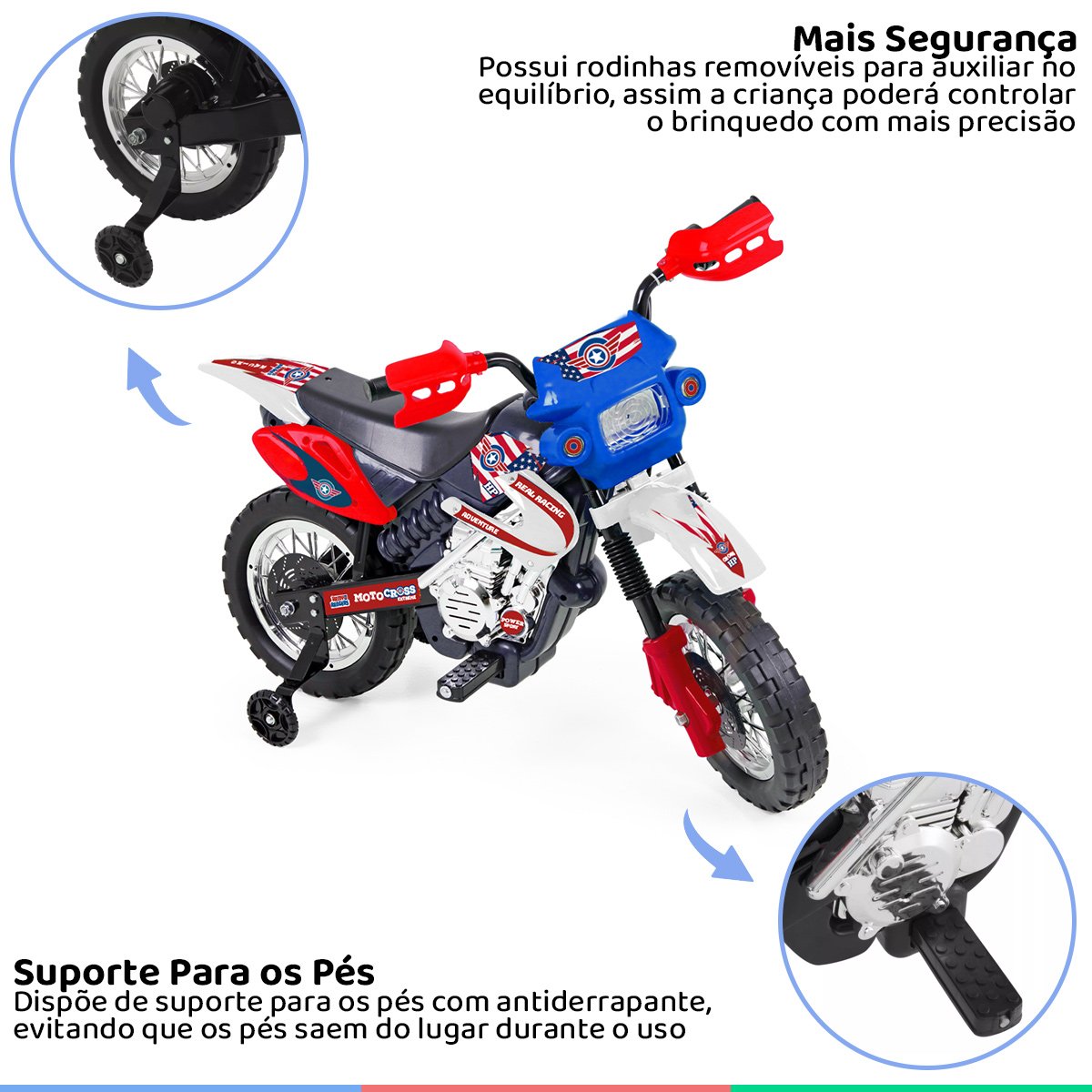 Mini Motinha Elétrica Infantil Motocross Azul p/ Crianças