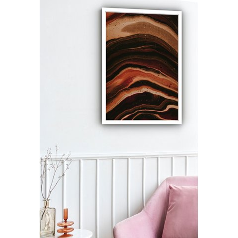 Quadro Decorativo Abstrato Marrom - 70x50cm:moldura Preta