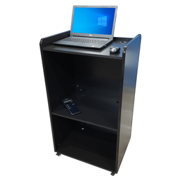 Balcão Caixa Ilha Para Atendimento Recepção Loja 60cm Com Prateleira MDF Preto - 1
