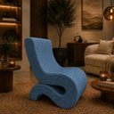 Ver imagem 1 de Poltrona Decorativa Marina Linho Design Curvo Elegante Moderna