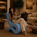 Ver imagem 2 de Poltrona Decorativa Marina Linho Design Curvo Elegante Moderna