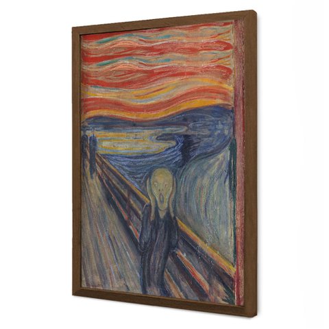 Quadro Decorativo O Grito de Edvard Munch em Moldura Caixa TaColado Moldura Trad 1cm Madeira Escura 