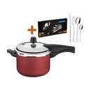 Ver imagem 1 de KIT - Panela de Pressão 4,5L Vancouver Vermelha + 1 Faqueiro Inox 24pç - Tramontina