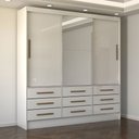 Ver imagem 6 de Guarda-roupa Casal Taylor Plus 3 Portas 9 Gavetas com Espelho Branco - Panorama Móveis