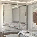 Ver imagem 1 de Guarda-roupa Casal Taylor Plus 3 Portas 9 Gavetas com Espelho Branco - Panorama Móveis