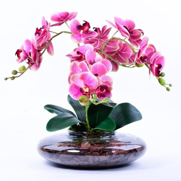 Arranjo Centro de Mesa de Orquídea Rosa Toque Real | MadeiraMadeira