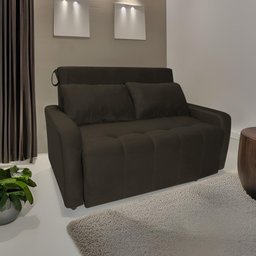 Sofá Cama para Sala de Estar Amora New Suede - Marrom - 1