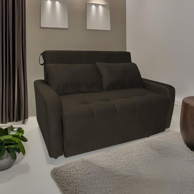Sofá Cama para Sala de Estar Amora New Suede - Marrom Sofá Cama para Sala de Estar Amora New Suede - Marrom