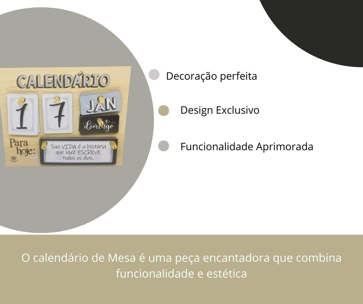 Calendário de Mesa Permanente Mdf Decorativo Plaquinhas Zenir&dizar Calendario Decorativo, Calendári - 3