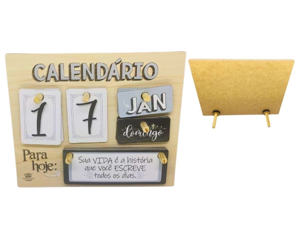 Calendário de Mesa Permanente Mdf Decorativo Plaquinhas Zenir&dizar Calendario Decorativo, Calendári