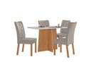 Ver imagem 1 de Conjunto Sala de Jantar Mesa Celebrare 120 Tampo Vidro Off White com 4 Cadeiras Rayla - Lopas Amendo