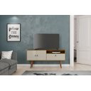 Ver imagem 2 de Rack Bancada Retro para Sala de Estar Pes Palito com 3 Portas Topazio Cumaru/off White