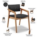 Ver imagem 5 de Kit 03 Cadeiras para Sala de Jantar Estar Living Giorgia L02 Linho Chumbo - Lyam Decor