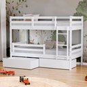 Ver imagem 1 de Beliche Infantil Slim Rb com 02 Gavetas e Grade de Proteção Madeira Maciça Branco Housin