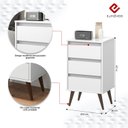 Ver imagem 2 de Mesa de Cabeceira 3 Gavetas Retrô Wood Branco - Ej Móveis