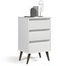 Mesa de Cabeceira 3 Gavetas Retrô Wood Branco - Ej Móveis - 1