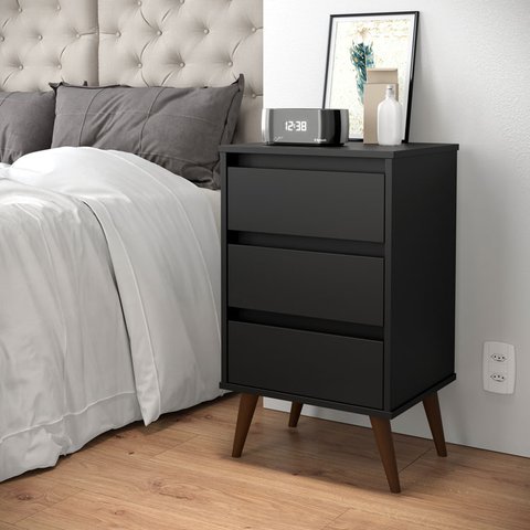 Mesa de Cabeceira Wood Preto - Ej Moveis