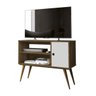 Rack para TV até 32 Polegadas Retrô Reale Nogal Acetinado com Off White - Edn Móveis - 1
