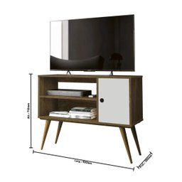 Rack para TV até 32 Polegadas Retrô Reale Nogal Acetinado com Off White - Edn Móveis - 5
