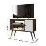 Rack para TV até 32 Polegadas Retrô Reale Nogal Acetinado com Off White - Edn Móveis - 5