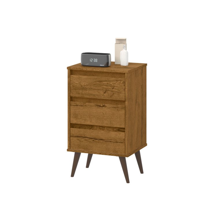 Mesa de Cabeceira Wood Retrô com 3 Gavetas - Freijó