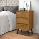 Ver imagem 4 de Mesa de Cabeceira Wood Retrô com 3 Gavetas - Freijó