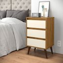 Ver imagem 5 de Mesa de Cabeceira 3 Gavetas Retrô Wood Freijó com Off White - Ej Móveis