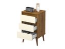 Ver imagem 3 de Mesa de Cabeceira 3 Gavetas Retrô Wood Freijó com Off White - Ej Móveis