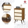 Mesa de Cabeceira 3 Gavetas Retrô Wood Freijó com Off White - Ej Móveis - 2