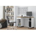 Ver imagem 2 de Mesa para Computador Escritório Quarto com Rodízios 1 Gaveta Escrivaninha Million Branco/nature