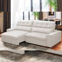Ver imagem 5 de Sofá Retrátil Reclinável para Sala de Estar Living 250cm Dimas F04 Bouclê Cru