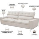 Ver imagem 4 de Sofá Retrátil Reclinável para Sala de Estar Living 250cm Dimas F04 Bouclê Cru