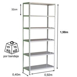 Estante de Aço com 06 Bandejas 40cm (26/20) - 1,98x0,92x0,40M - Amapa - 11104 - 3 Estante de Aço com 06 Bandejas 40cm (26/20) - 1,98x0,92x0,40M - Amapa - 11104 - 3
