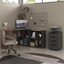 Ver imagem 2 de Mesa Escrivaninha em L Eron e Gaveteiro com Rodízios Mity A06 Ipê/preto - Mpozenato