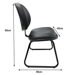 Cadeira de Escritório Executiva Lisa Base Trapézio - Martiflex - Corino Preto - 2