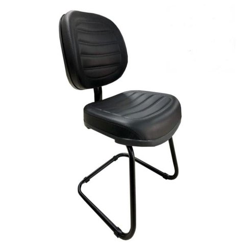 Cadeira de Escritório Executiva Costurada Base Trapézio - Martiflex - Corino Preto