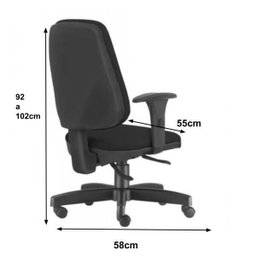 Cadeira de Escritório Diretor Job Giratória - Crepe Preto - Frisokar - 2