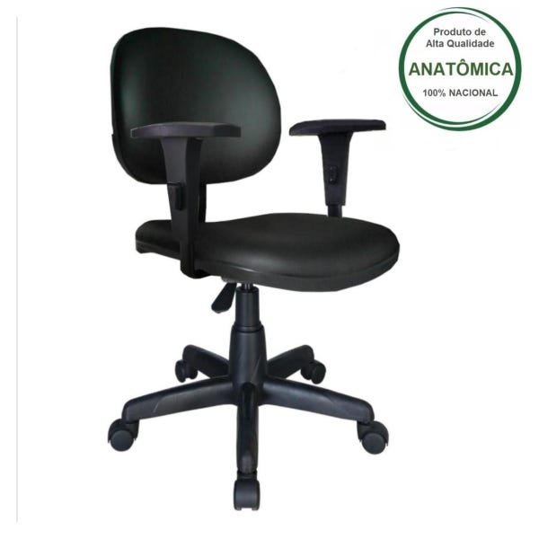 Cadeira Executiva Lisa Giratória com Braços Reguláveis - Martiflex - Cor Preta - 31003 - 9