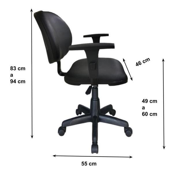Cadeira Executiva Lisa Giratória com Braços Reguláveis - Martiflex - Cor Preta - 31003 - 2