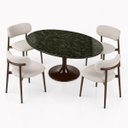 Ver imagem 3 de Mesa de Jantar Saarinen Oval 180x100 cm Tampo Mármore Verde Guatemala Base Laca Marrom Cacau